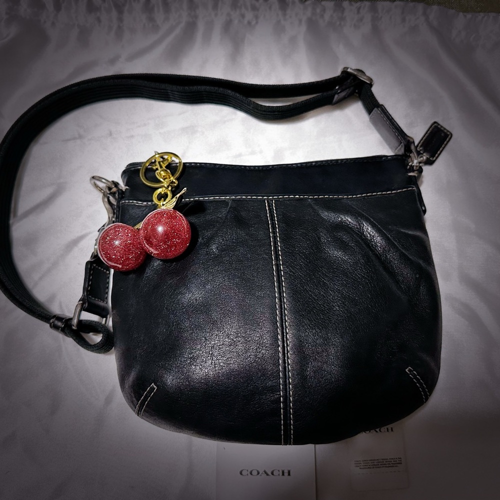 Vintage Coach soho Black Leather Shoulder Bag Crossbody purse - Picture 9 of 17